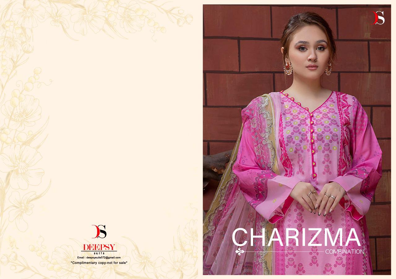 deepsy suit Charizma Combianrion cotton authentic fabric salwar suit with chiffon dupatta catalog