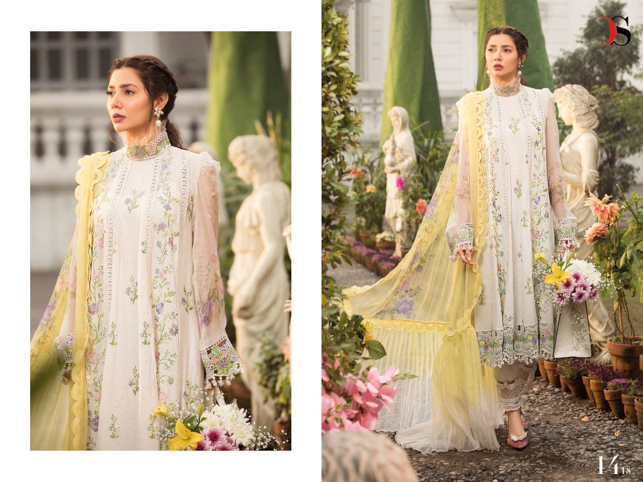 deepsy suit mariab lawn 22 cotton festive look salwar suit catlog with chiffon dupatta