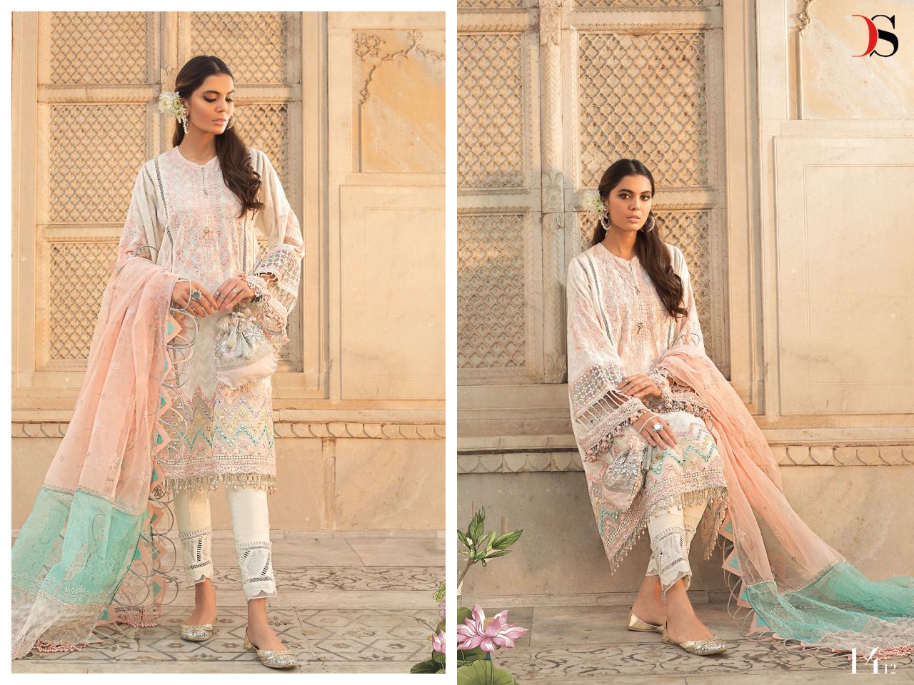 deepsy suit mariab lawn 22 cotton festive look salwar suit catlog with chiffon dupatta