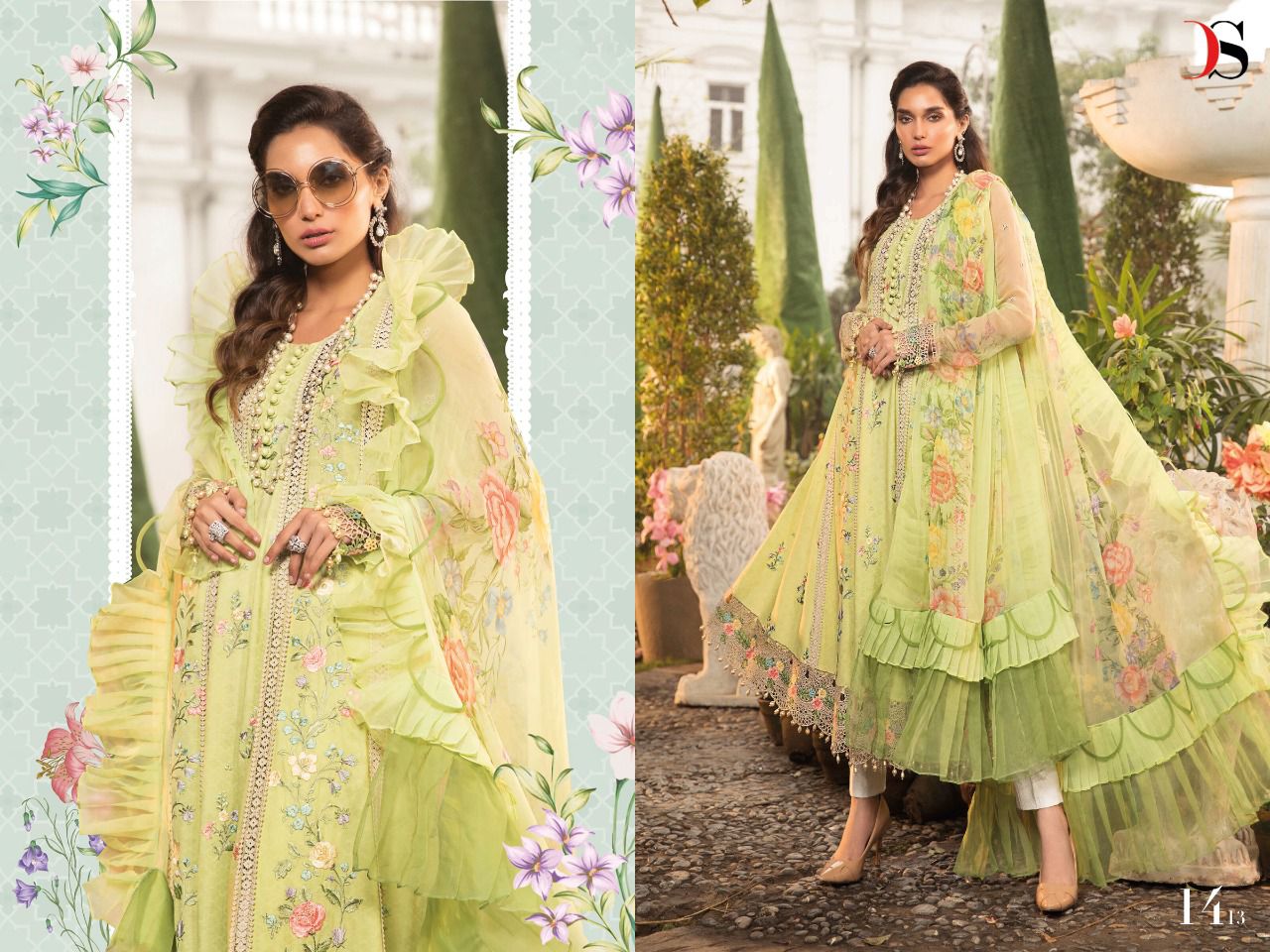 deepsy suit mariab lawn 22 cotton festive look salwar suit catlog with chiffon dupatta