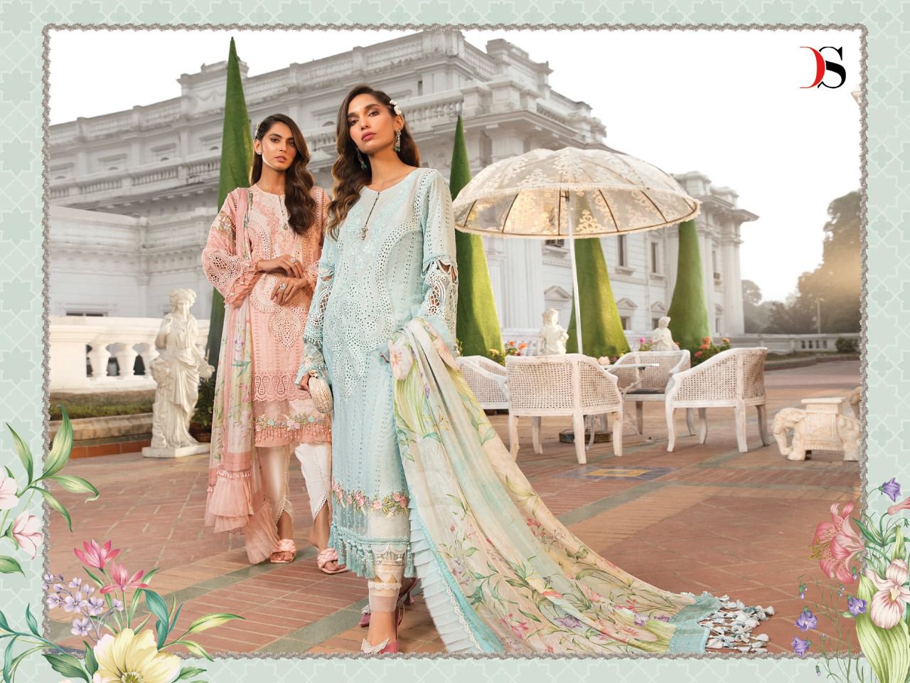 deepsy suit mariab lawn 22 cotton festive look salwar suit catlog with chiffon dupatta