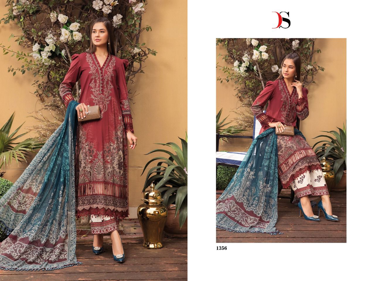 deepsy suit Mariab mprint 22 cotton regal look salwar suit  catalog with chiffon dupatta