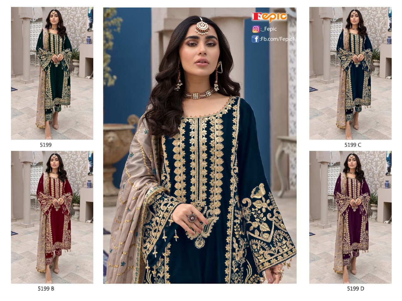 fepic rosemeen  d 5199 georgette astonishing salwar suit catalog