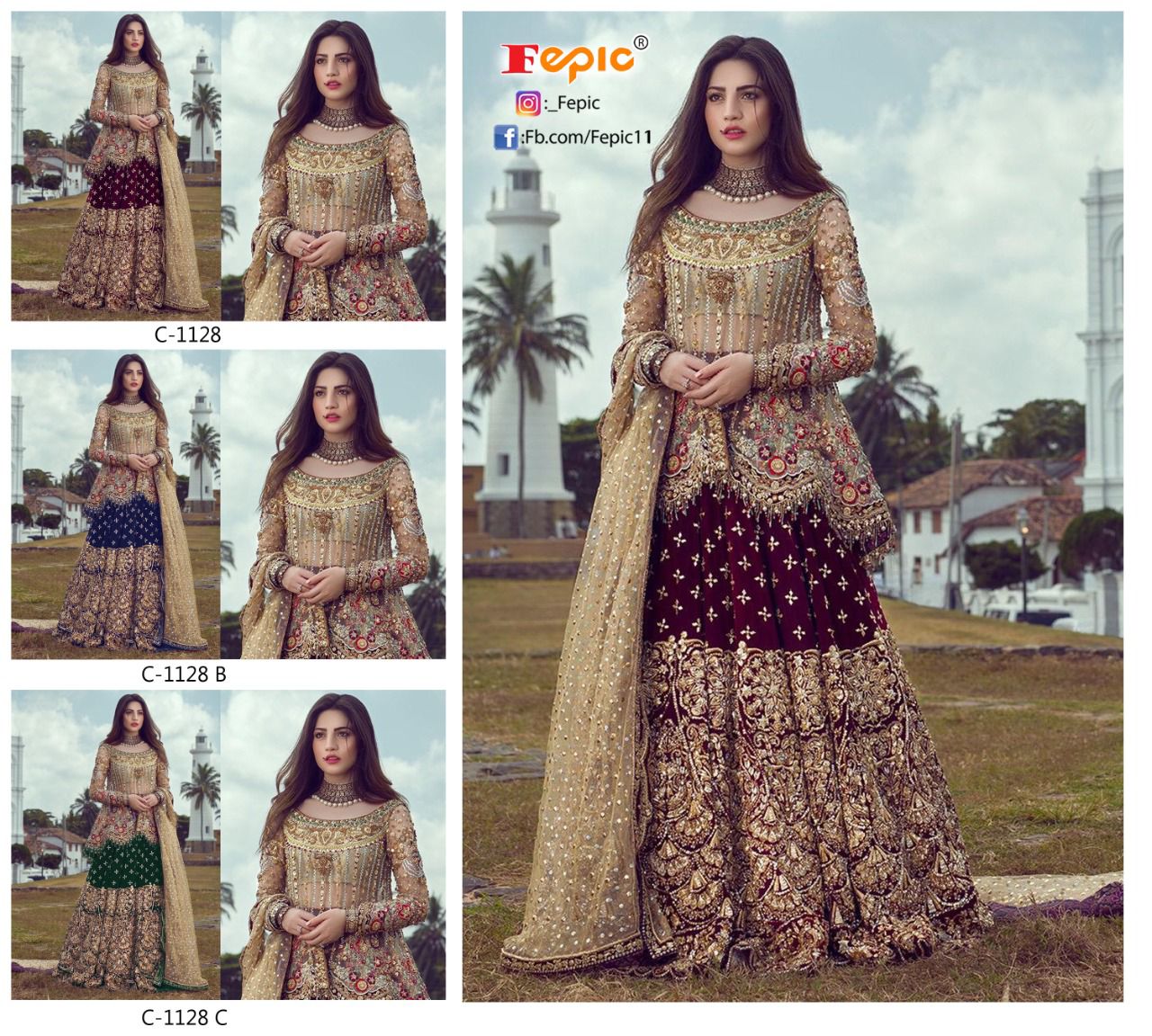 fepic rosemeen c 1128 colours net catchy look salwar suit colours