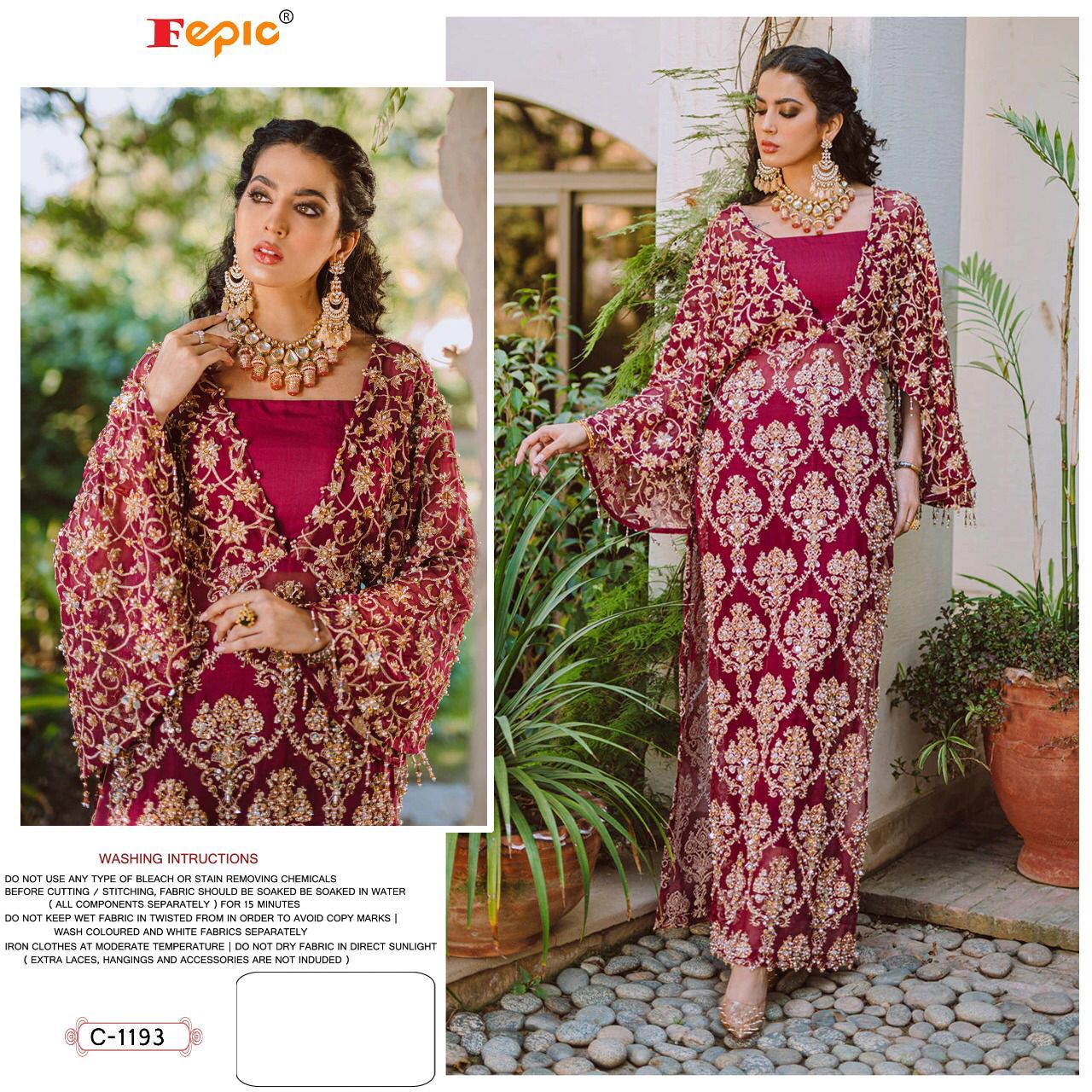 fepic rosemeen C 1193 butterfly net heavy embroidary look salwar suit Single