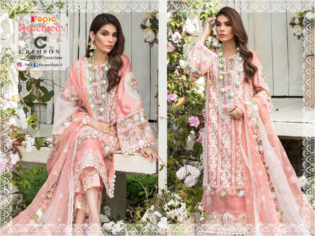 fepic rosemeen crimson lawn collection cotton catchy look salwar suit catalog