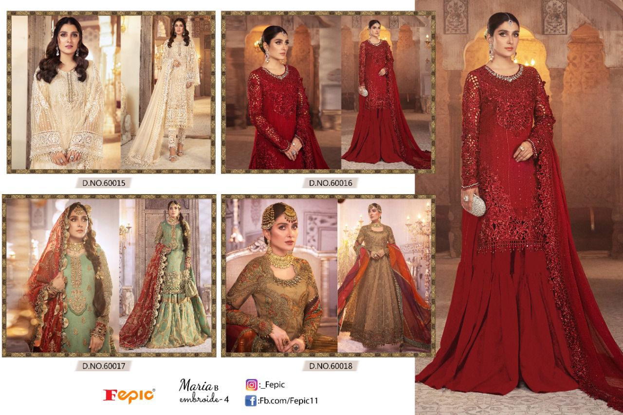 fepic rosemeen maria b embroide 4 georgette gorgeous look  salwar suit catalog