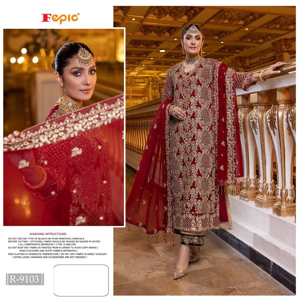 fepic rosemeen r 9103 georgette gorgeous look salwar suit catalog