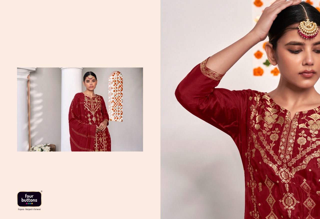 four buttons royalty 3 silk innovative style top bottom with dupatta catalog