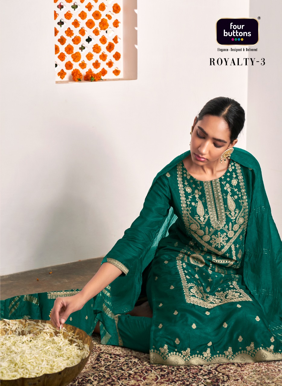 four buttons royalty 3 silk innovative style top bottom with dupatta catalog