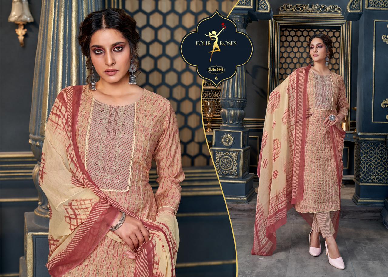 four roses D NO 9039 TO 9048 chanderi elegant look top bottom with dupatta catalog