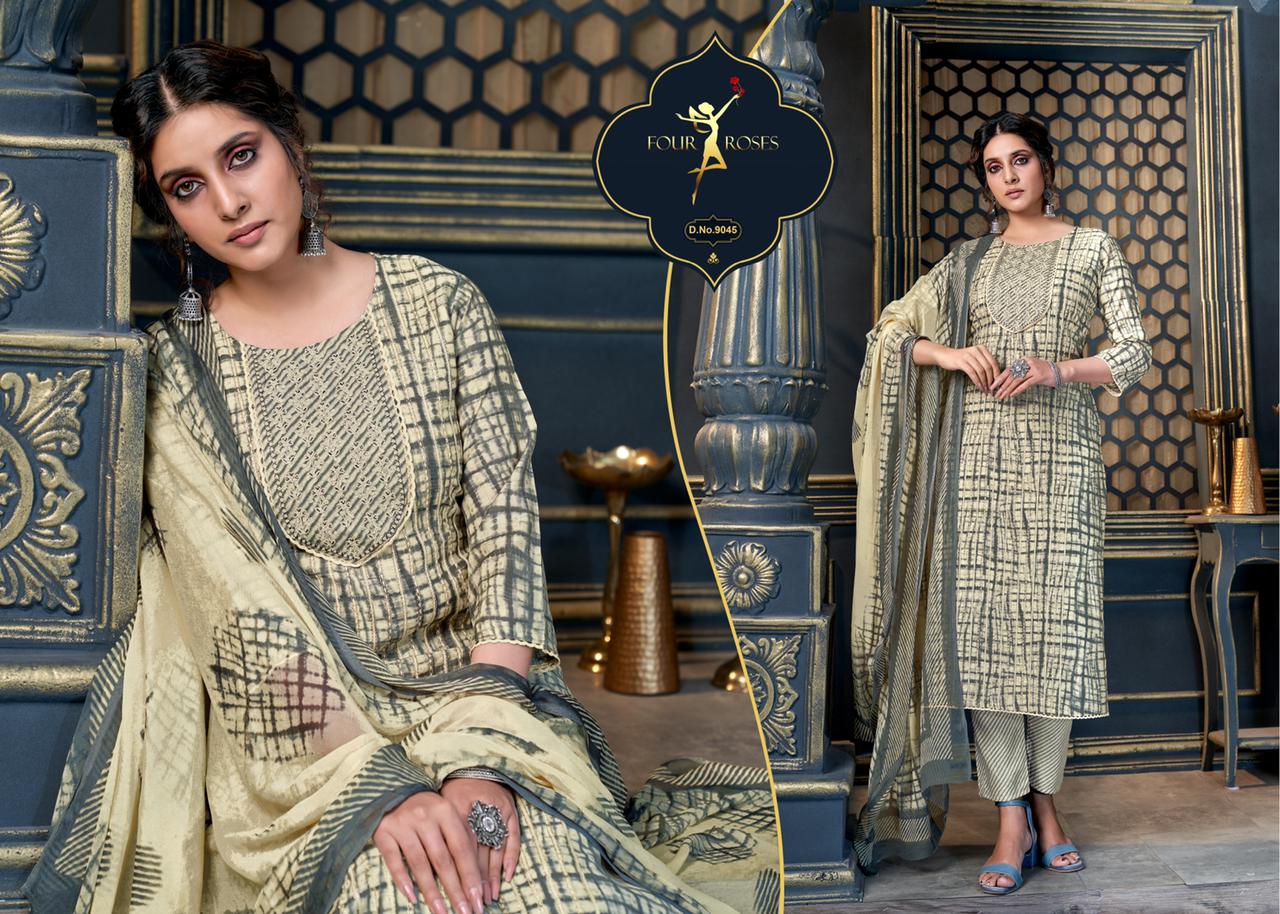 four roses D NO 9039 TO 9048 chanderi elegant look top bottom with dupatta catalog