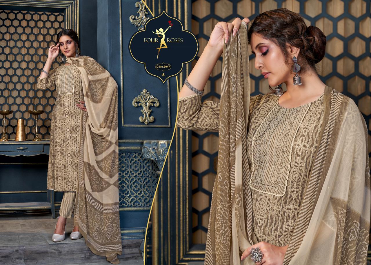 four roses D NO 9039 TO 9048 chanderi elegant look top bottom with dupatta catalog