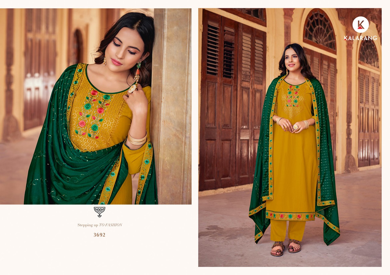 kalarang jannat vol 3 parampara silk regal look salwar suit catalog