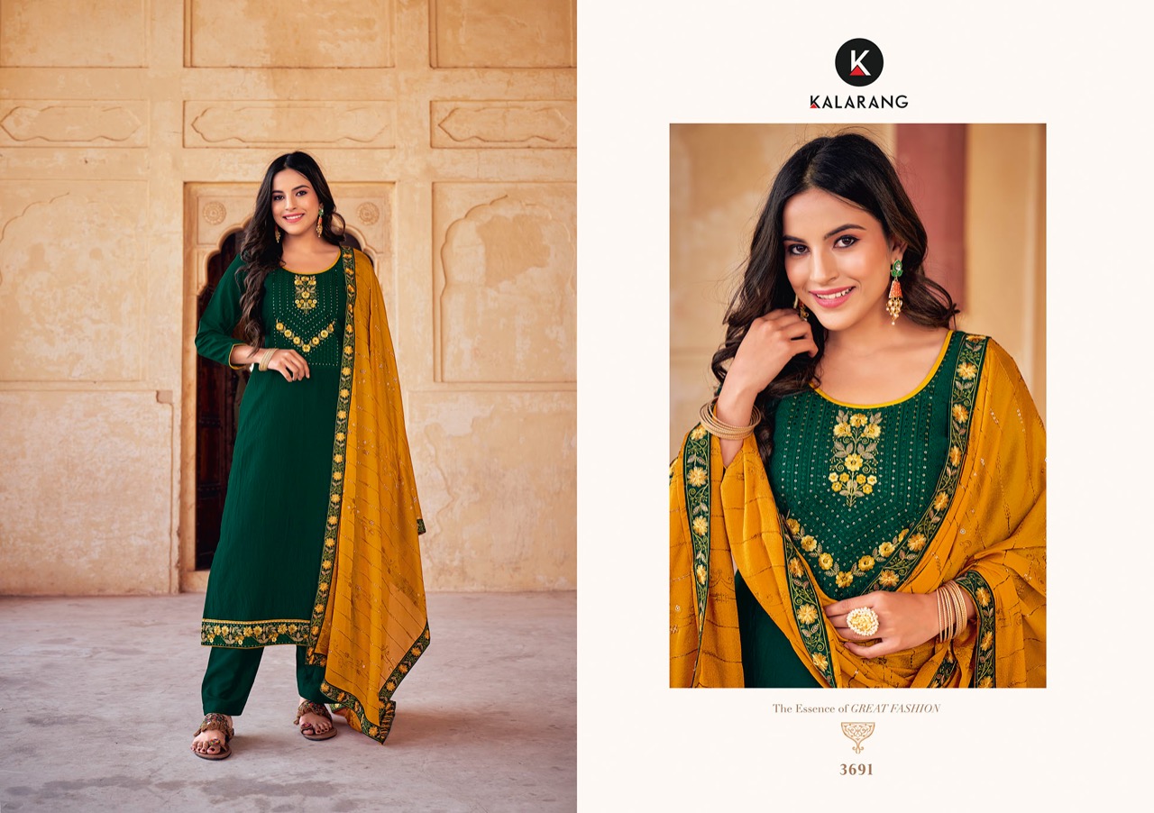 kalarang jannat vol 3 parampara silk regal look salwar suit catalog