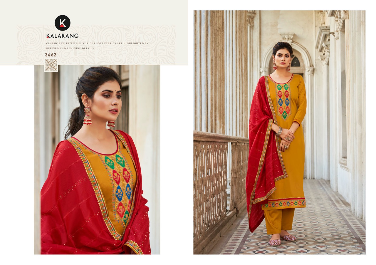 kalarang sajda  silk regal look salwar suit catalog