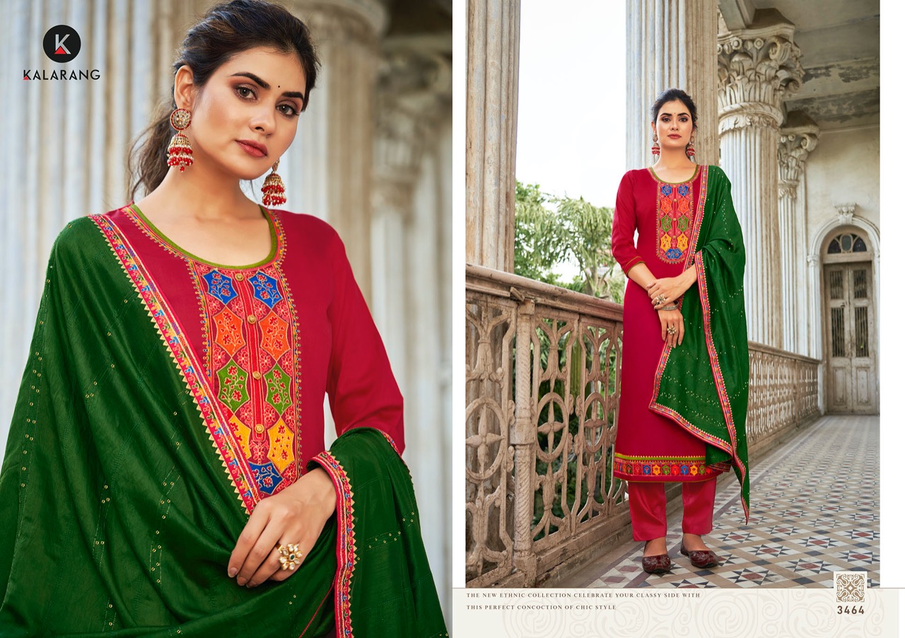 kalarang sajda  silk regal look salwar suit catalog