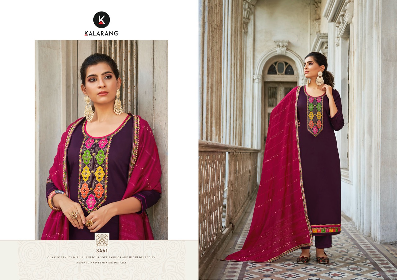 kalarang sajda  silk regal look salwar suit catalog