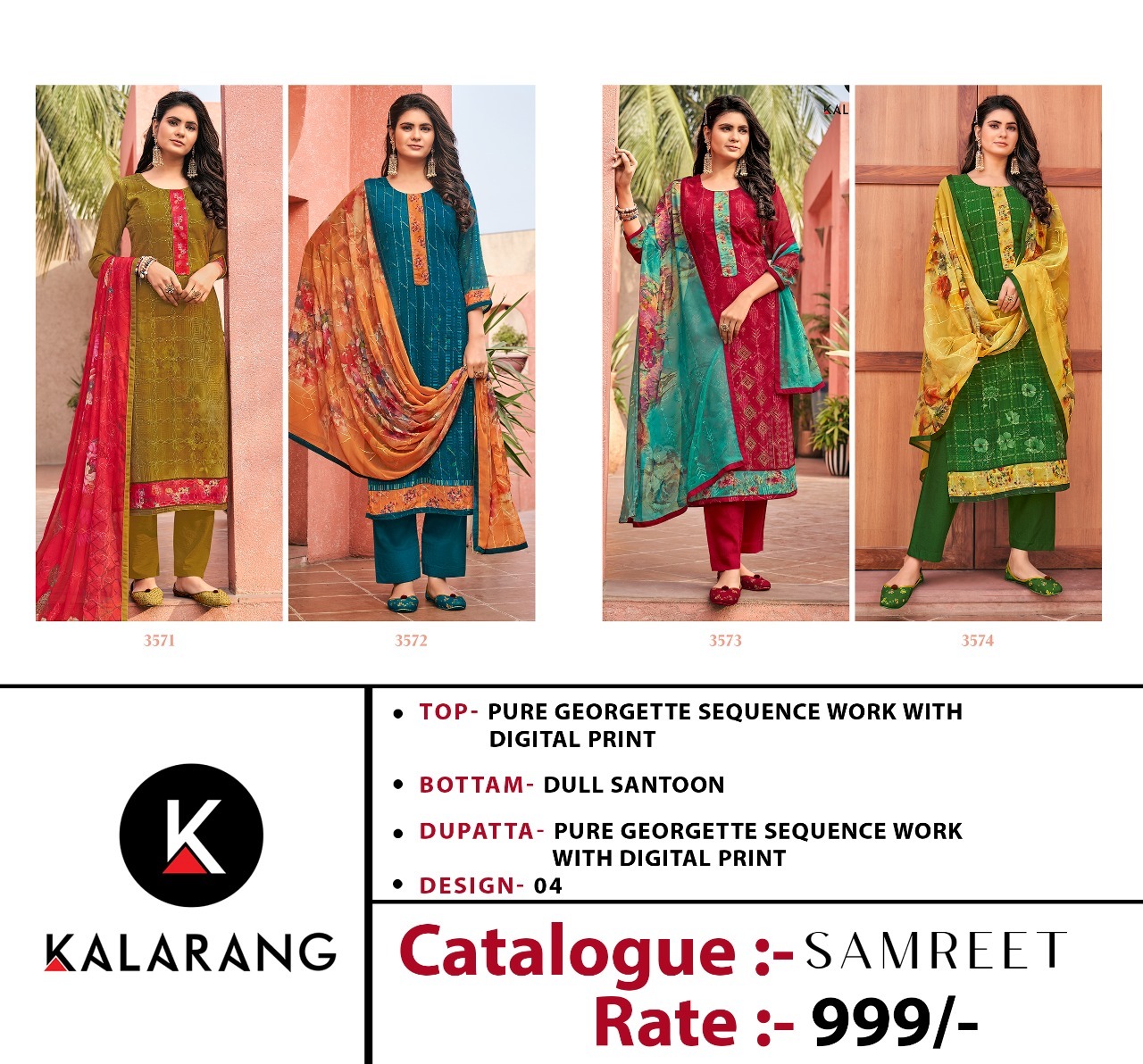 kalarang samreet georgette elegant look salwar suit catalog