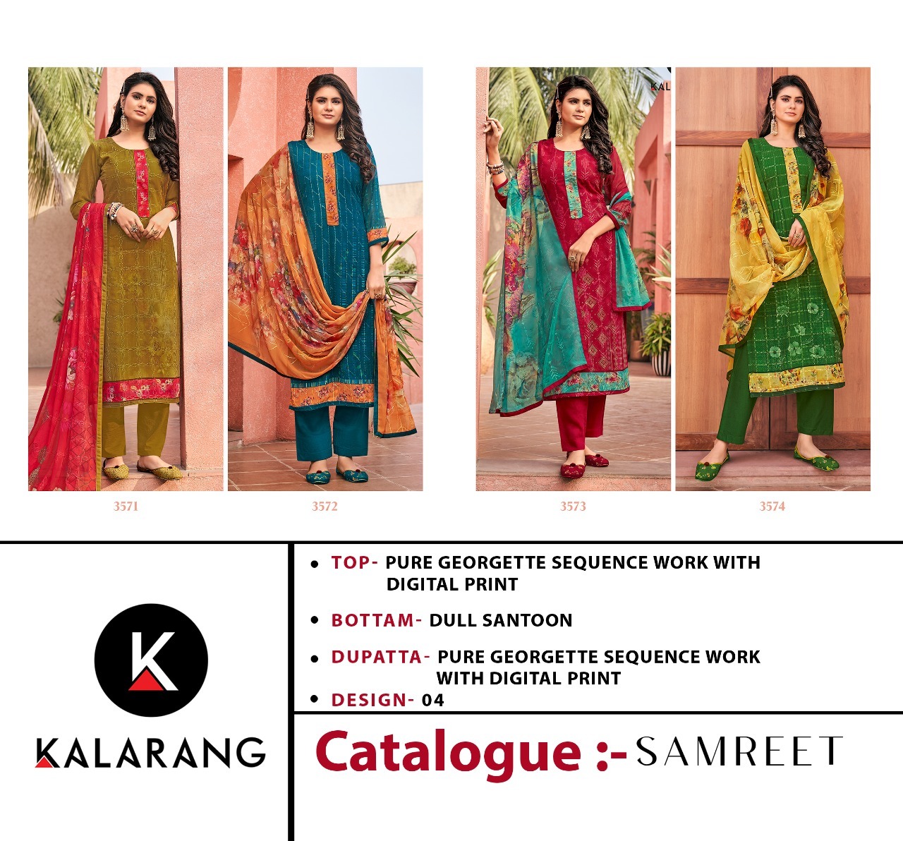 kalarang samreet georgette elegant look salwar suit catalog