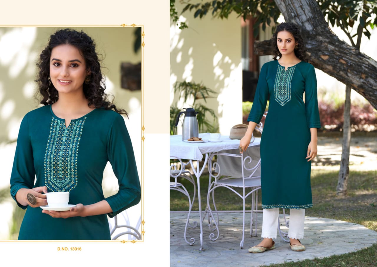 kalaroop by kajree kites vol 4 fancy silk attractive look kurti catalog