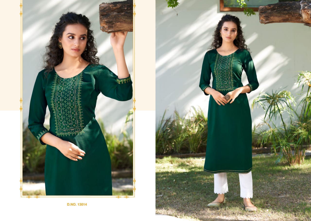 kalaroop by kajree kites vol 4 fancy silk attractive look kurti catalog