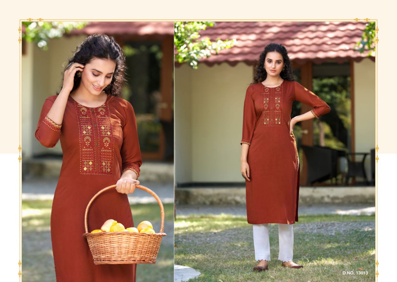 kalaroop by kajree kites vol 4 fancy silk attractive look kurti catalog