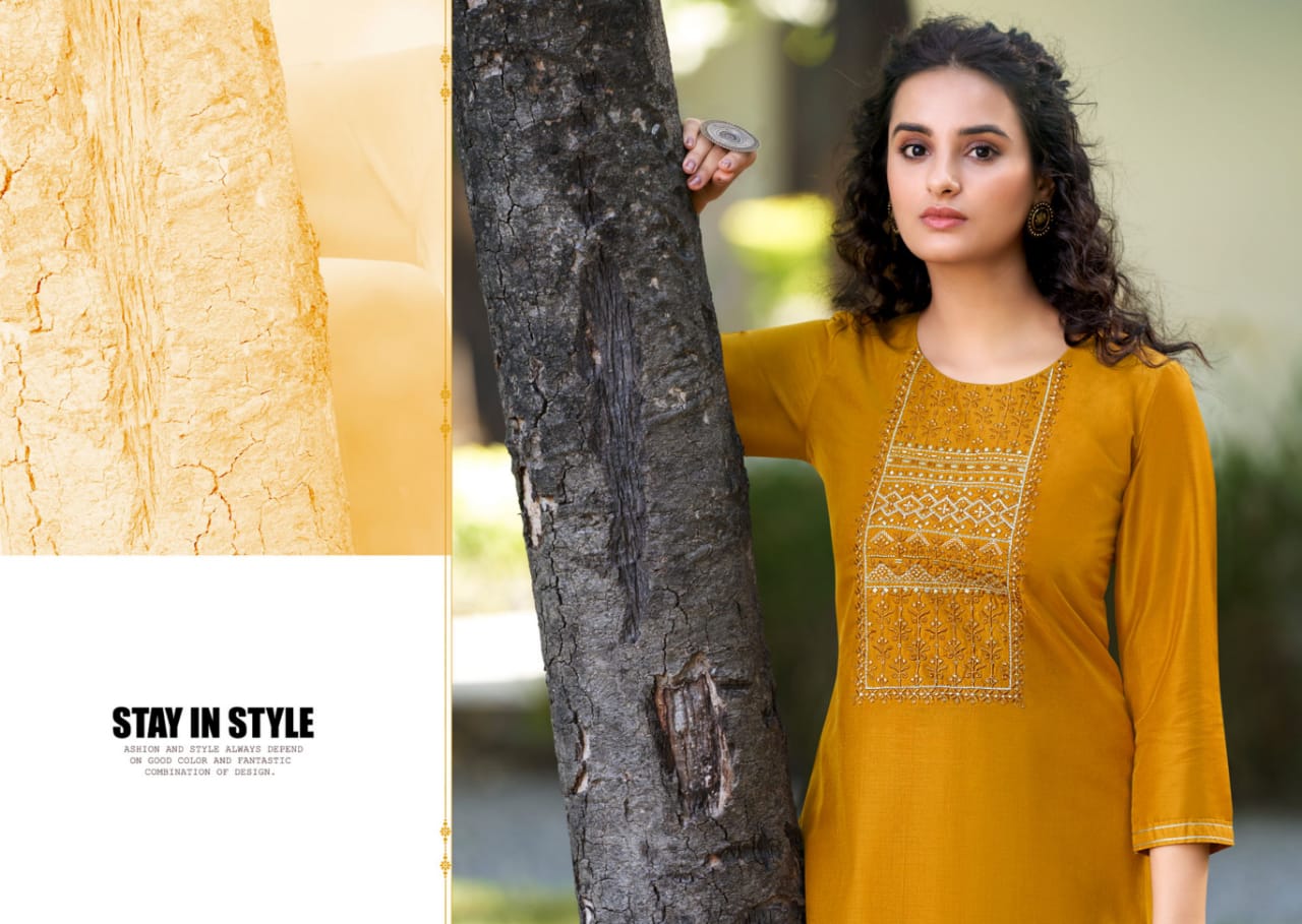 kalaroop by kajree kites vol 4 fancy silk attractive look kurti catalog