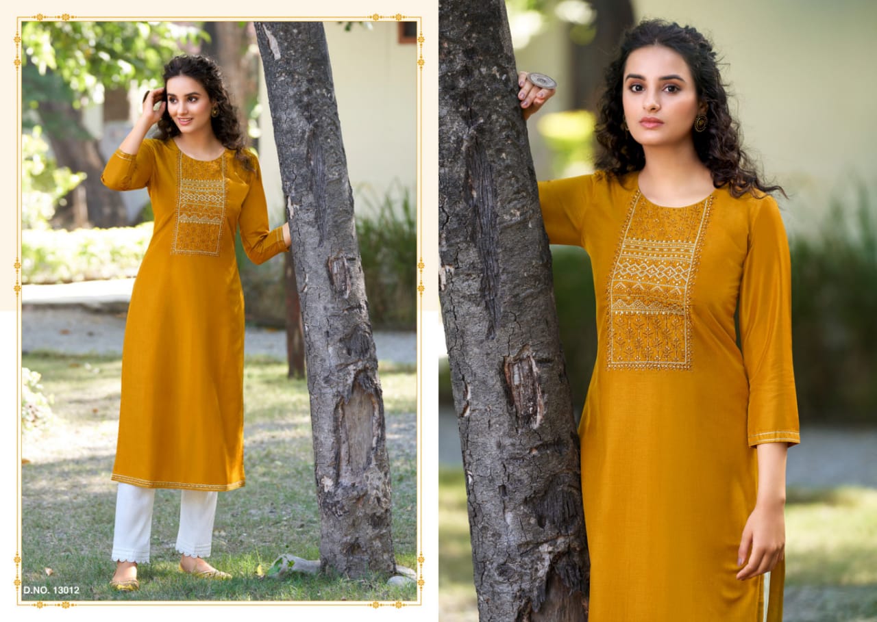 kalaroop by kajree kites vol 4 fancy silk attractive look kurti catalog