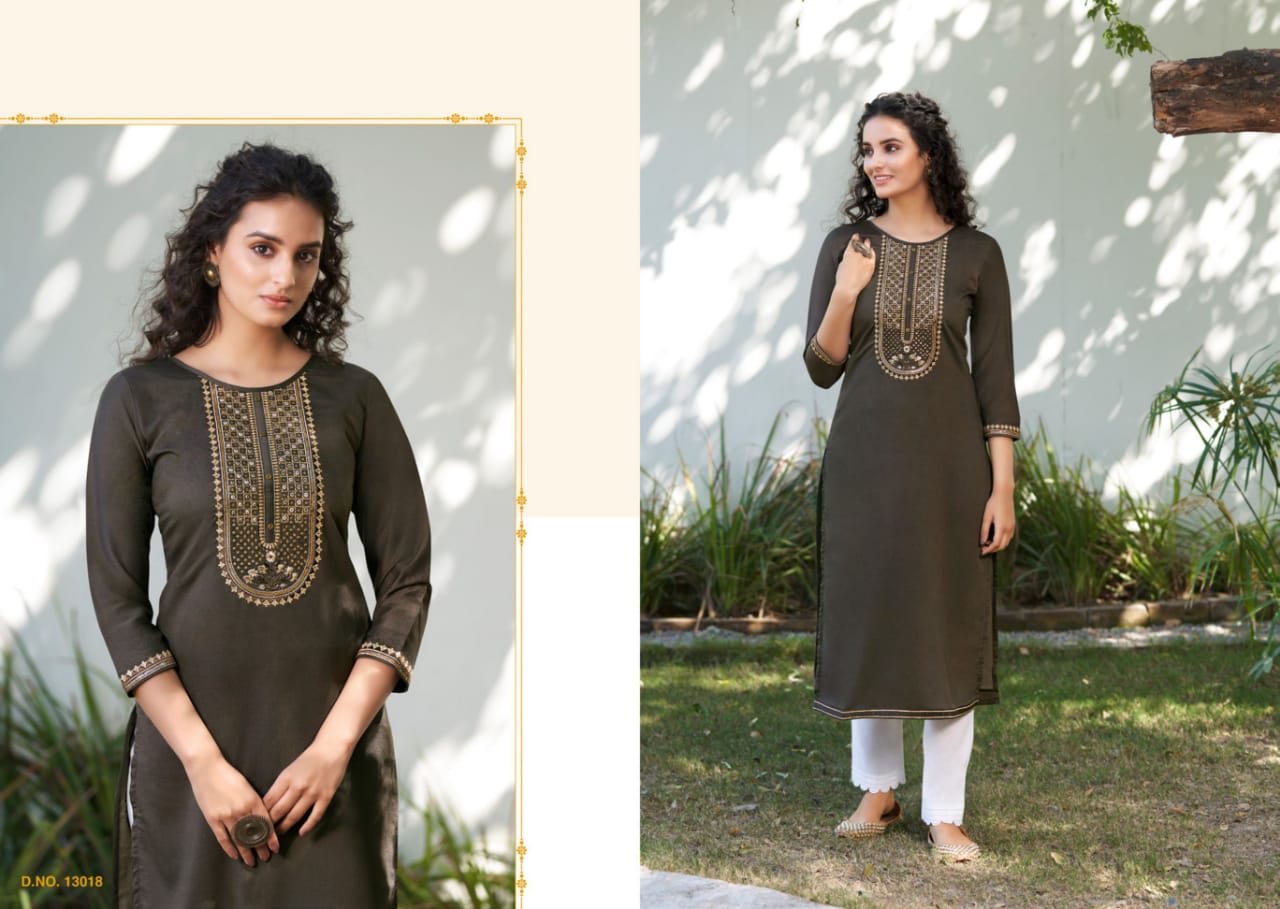 kalaroop by kajree kites vol 4 fancy silk attractive look kurti catalog