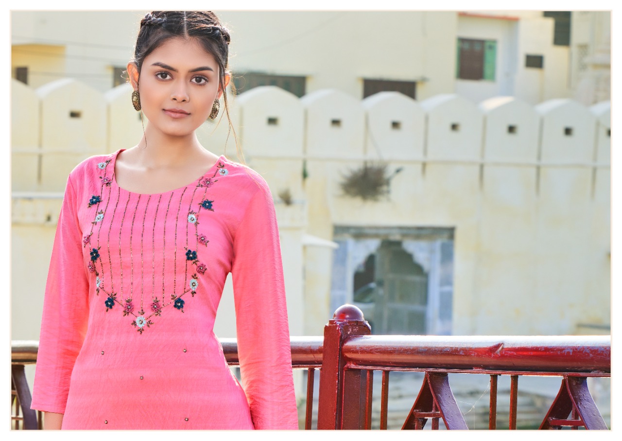 kalaroop by kajree Milano fancy silk attractive look kurti catalog