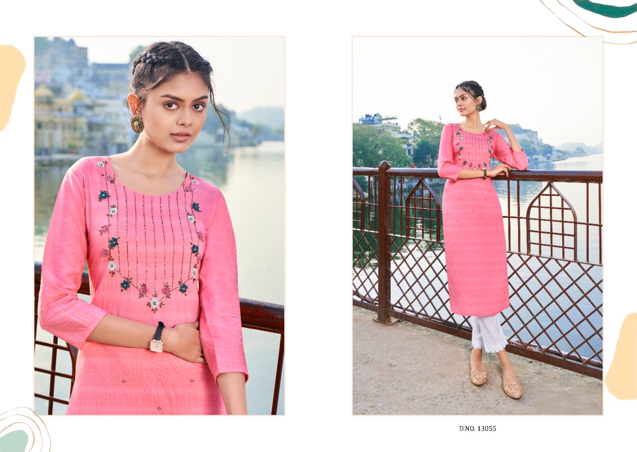 kalaroop by kajree Milano fancy silk attractive look kurti catalog