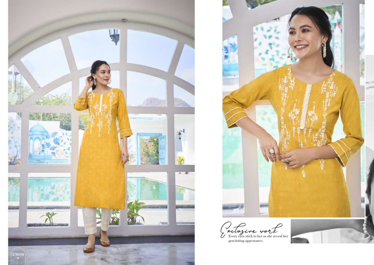 kalaroop by kajree oreo rayon attractive look kurti catalog