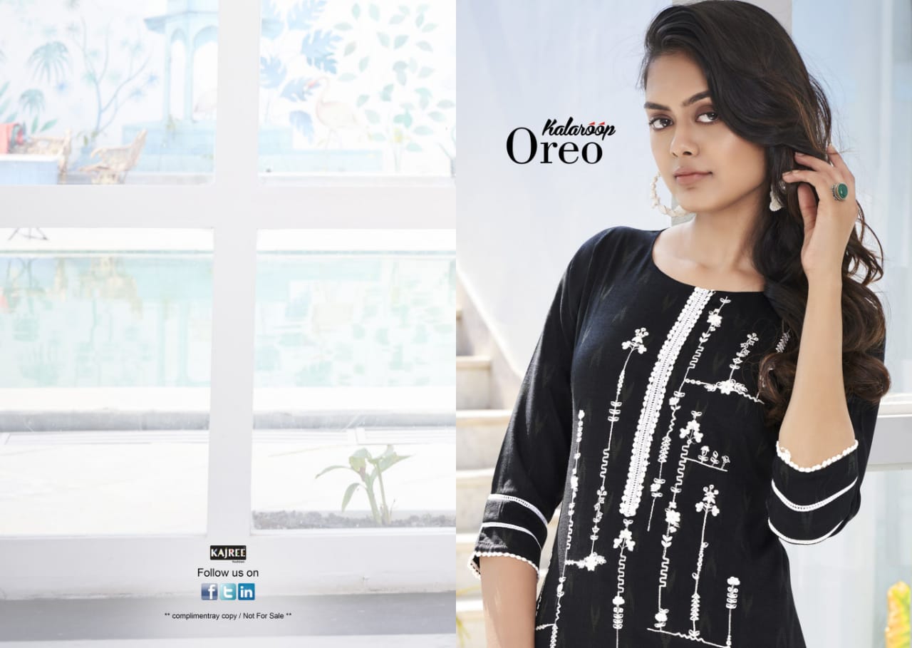 kalaroop by kajree oreo rayon attractive look kurti catalog