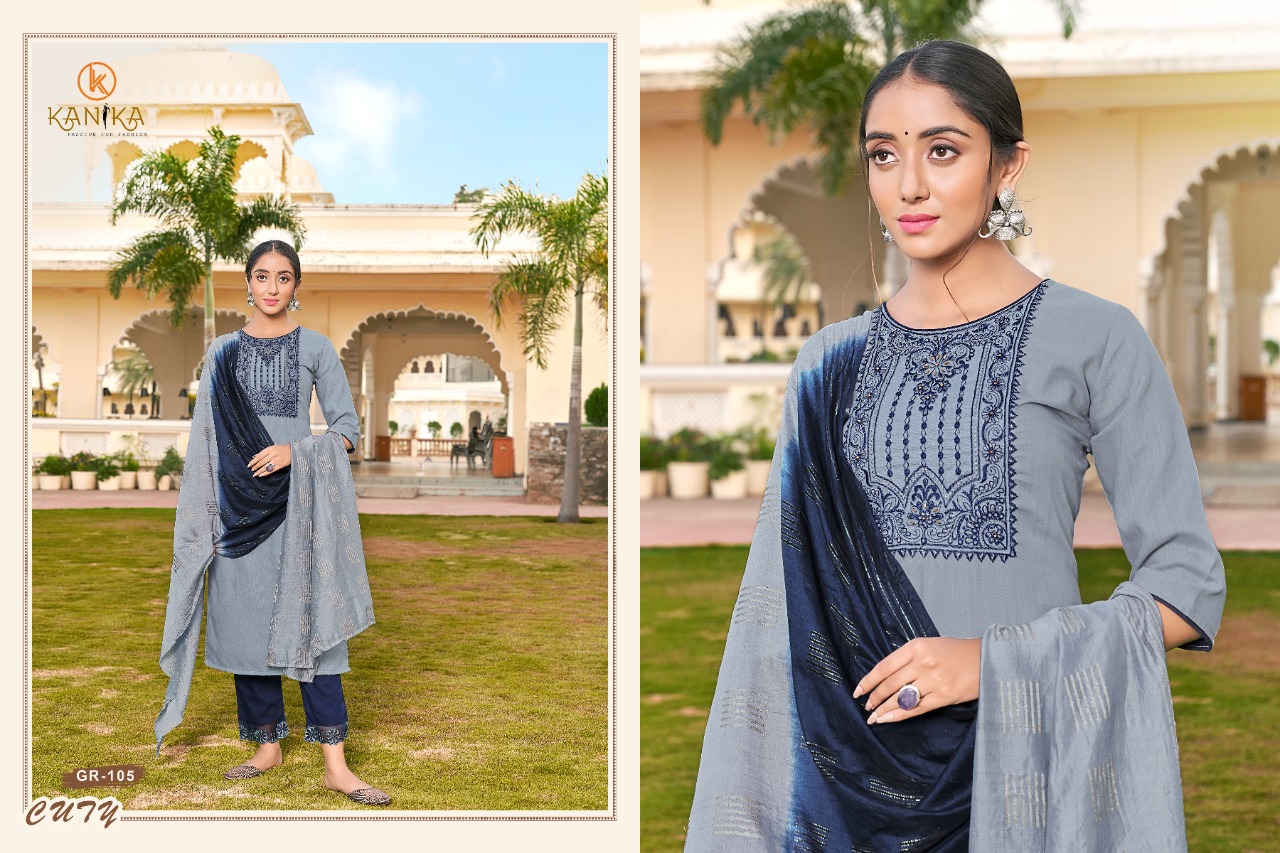 kanika grace naylon astonishing look kurti pant with dupatta catalog