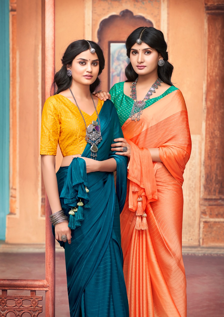 kashvi creation venika rainbow jari decent embroidary look saree catalog