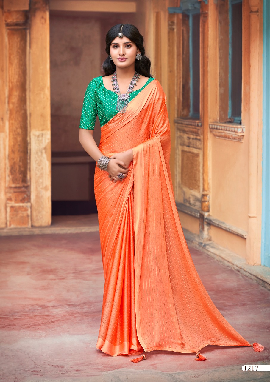 kashvi creation venika rainbow jari decent embroidary look saree catalog