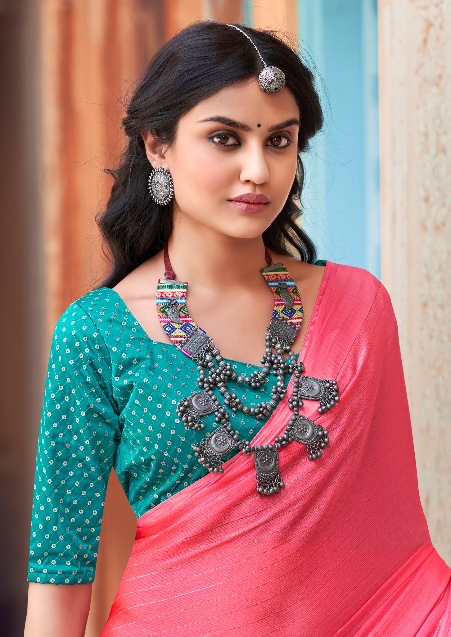 kashvi creation venika rainbow jari decent embroidary look saree catalog