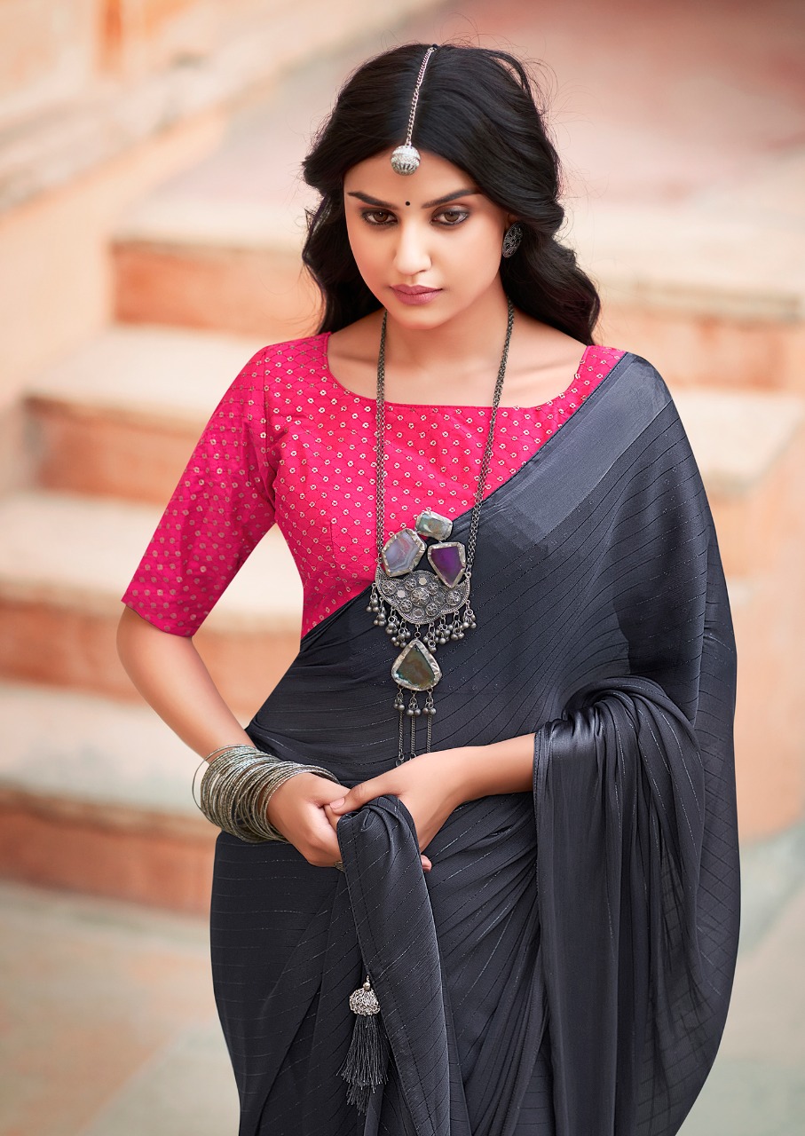 kashvi creation venika rainbow jari decent embroidary look saree catalog