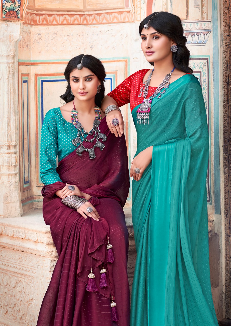 kashvi creation venika rainbow jari decent embroidary look saree catalog