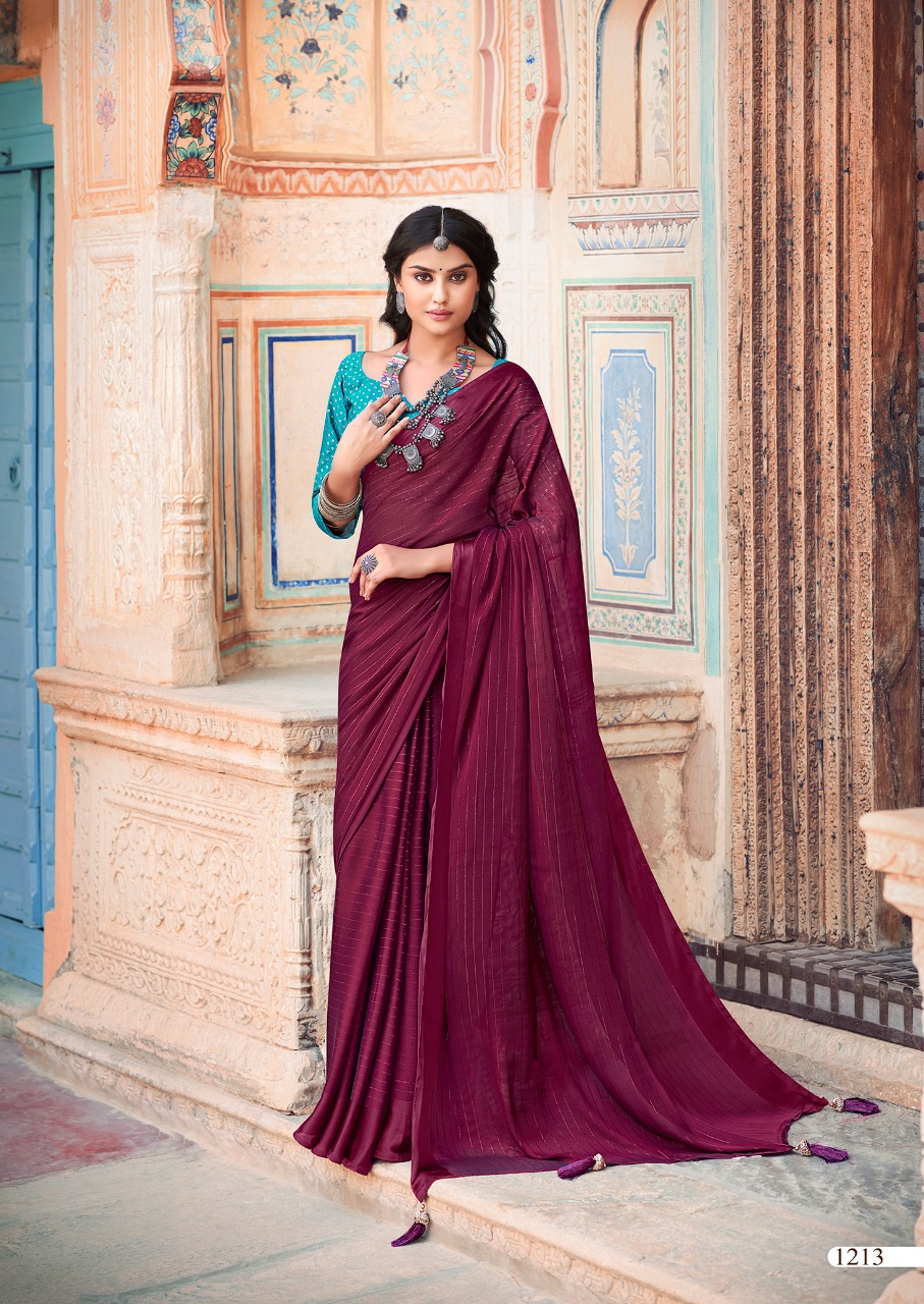 kashvi creation venika rainbow jari decent embroidary look saree catalog