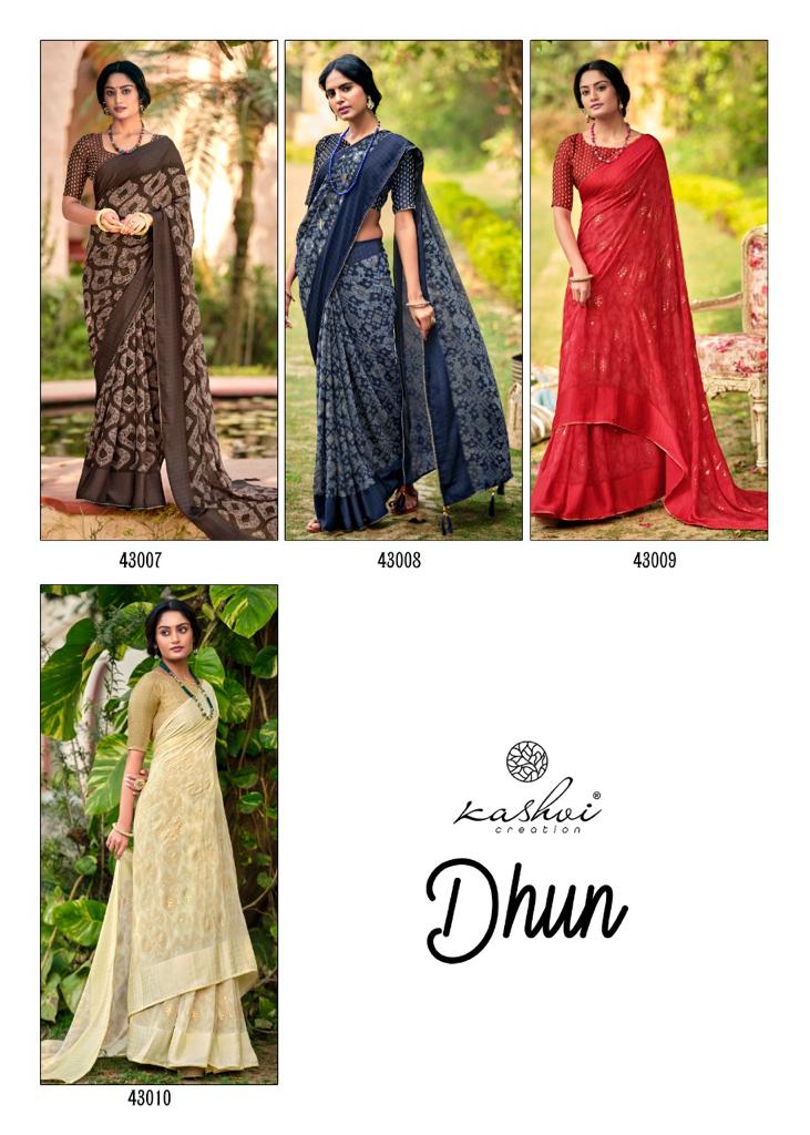 lt saree kashvi creation dhun viscose georgette graceful print saree catalog