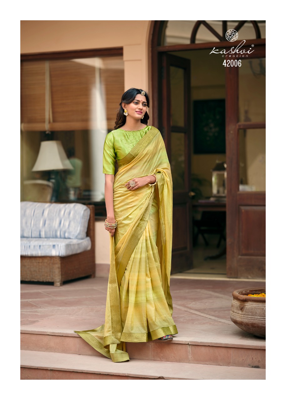 lt saree kashvi creation nandika Rubby silk graceful print saree catalog