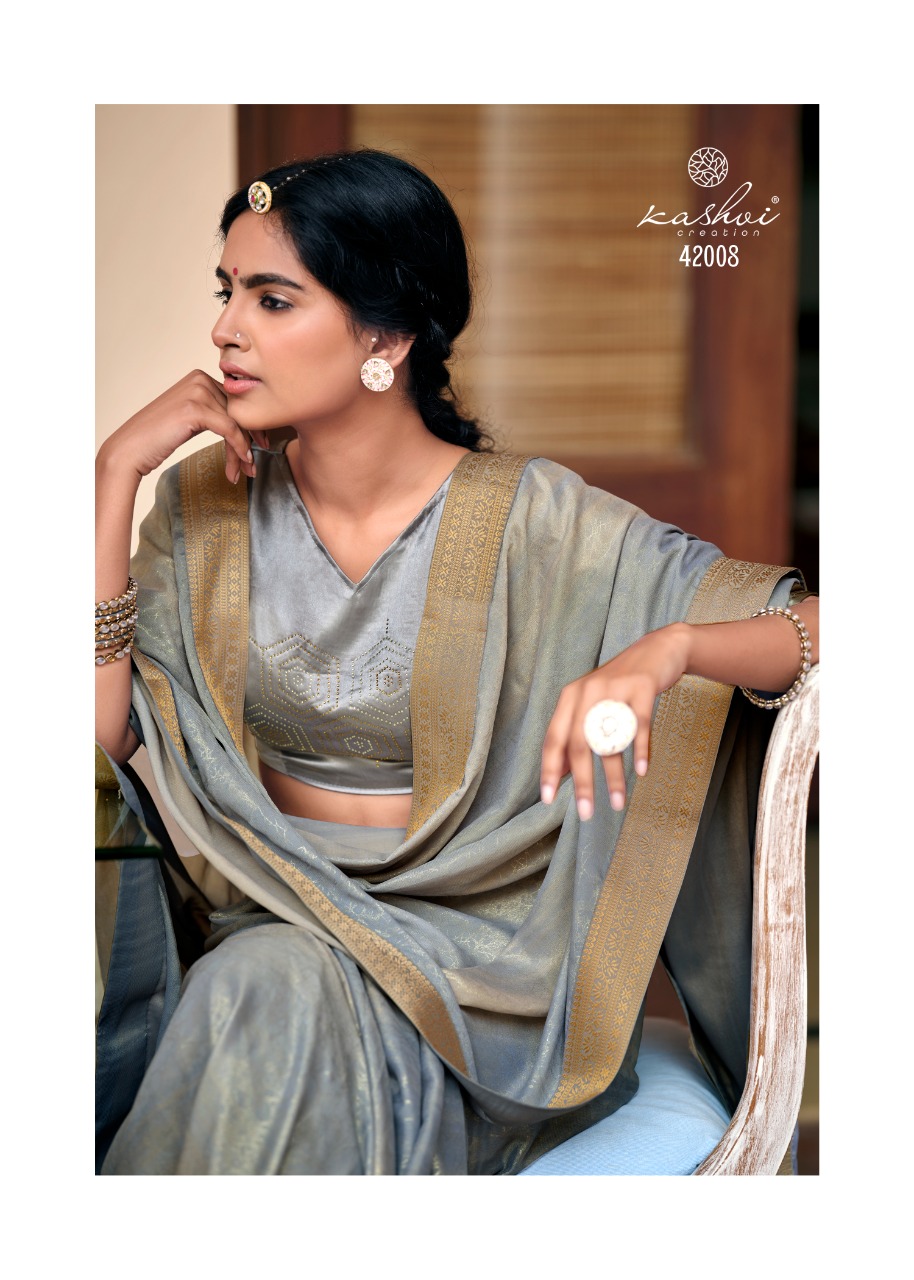 lt saree kashvi creation nandika Rubby silk graceful print saree catalog