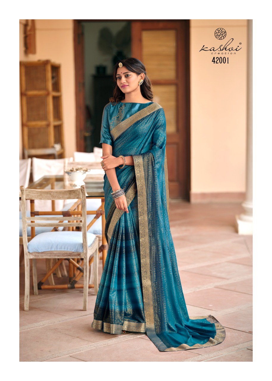 lt saree kashvi creation nandika Rubby silk graceful print saree catalog