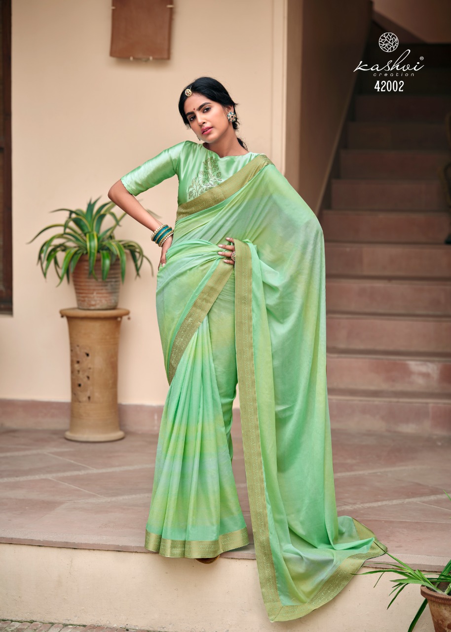 lt saree kashvi creation nandika Rubby silk graceful print saree catalog