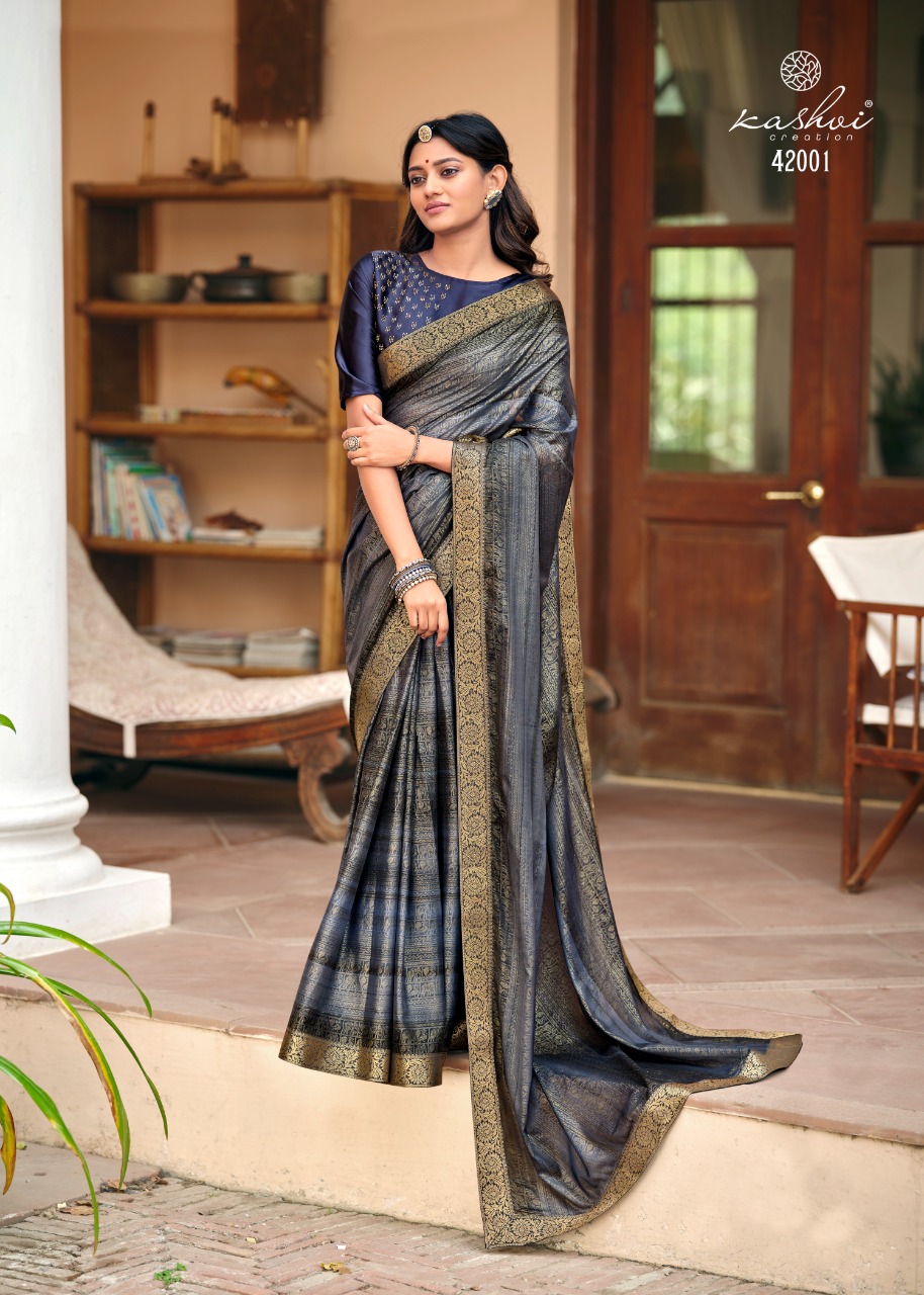 lt saree kashvi creation nandika Rubby silk graceful print saree catalog