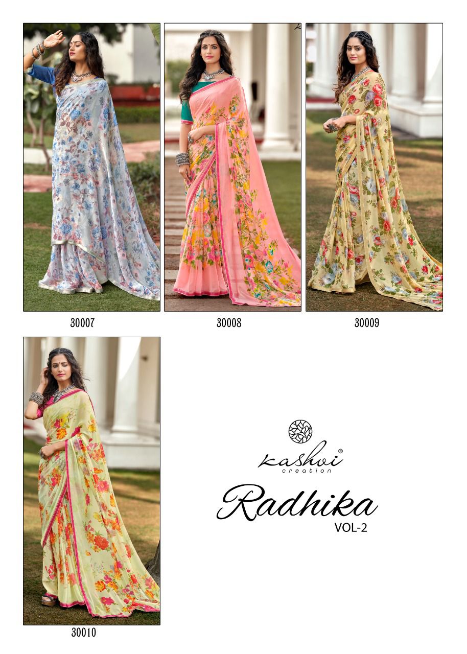 lt saree kashvi creation Radhika VOL 2 chiffon graceful print saree catalog