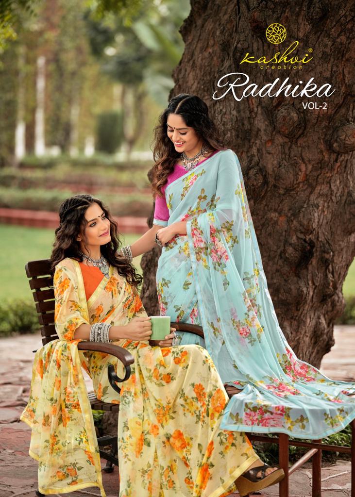 lt saree kashvi creation Radhika VOL 2 chiffon graceful print saree catalog