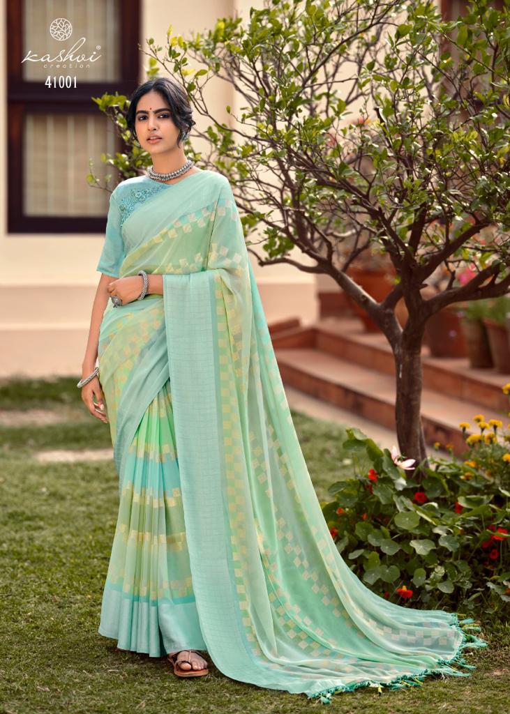 lt saree kashvi creation shlok georgette graceful print saree catalog